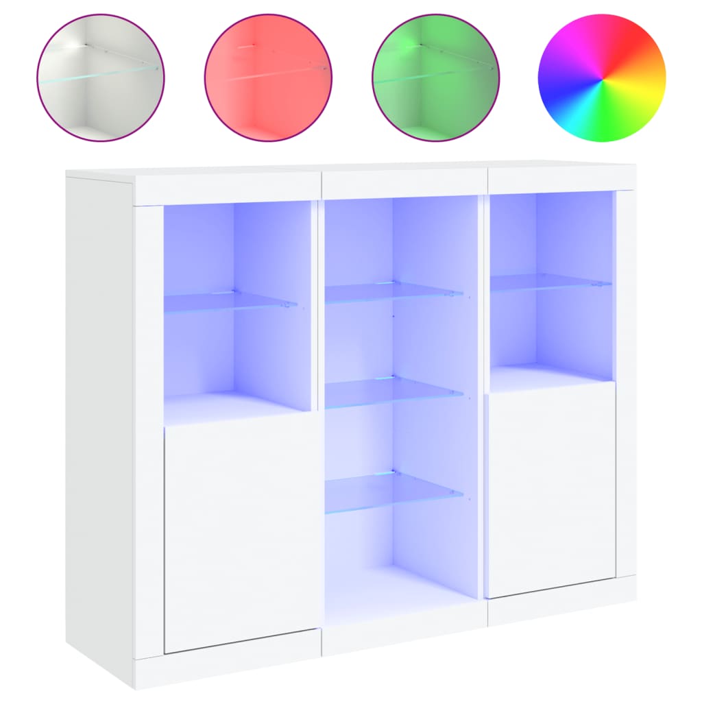 vidaXL Szafki z oświetleniem LED, 3 szt., białe