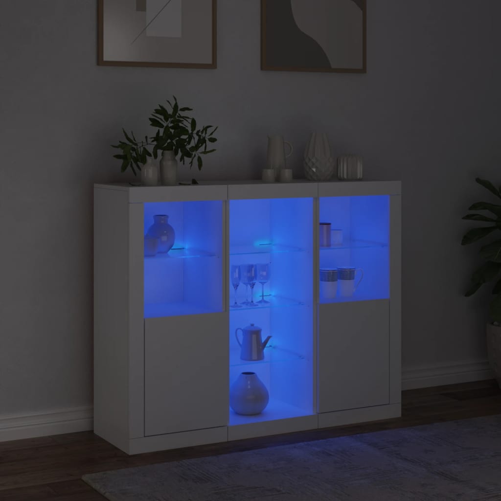 vidaXL Szafki z oświetleniem LED, 3 szt., białe