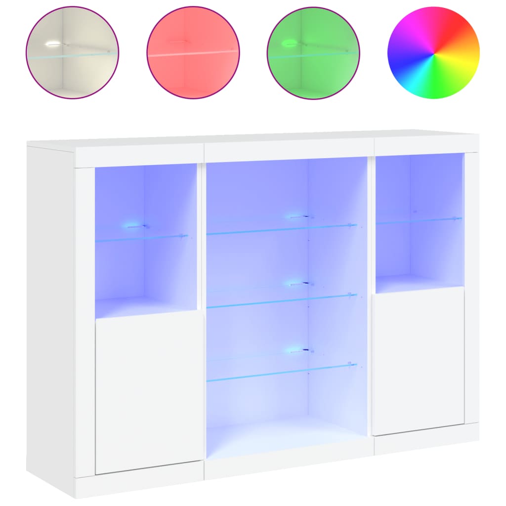 vidaXL Szafki z oświetleniem LED, 3 szt., białe