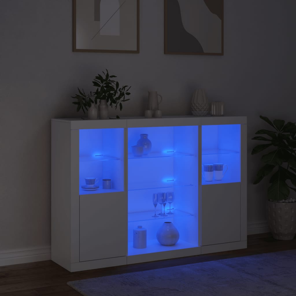 vidaXL Szafki z oświetleniem LED, 3 szt., białe