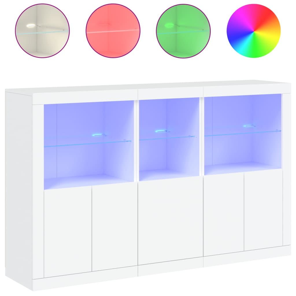 vidaXL Szafka z oświetleniem LED, biała, 162x37x100 cm