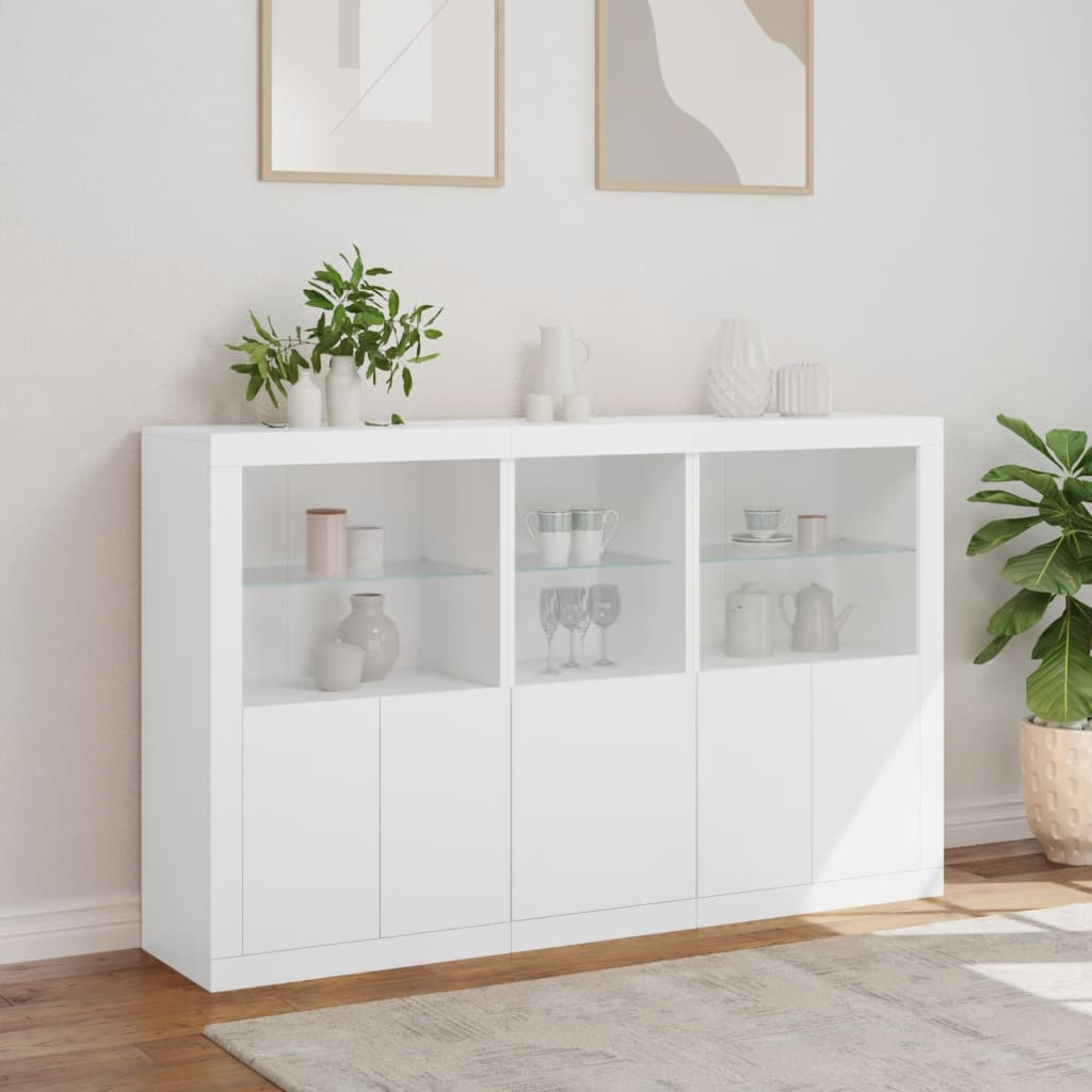 vidaXL Szafka z oświetleniem LED, biała, 162x37x100 cm