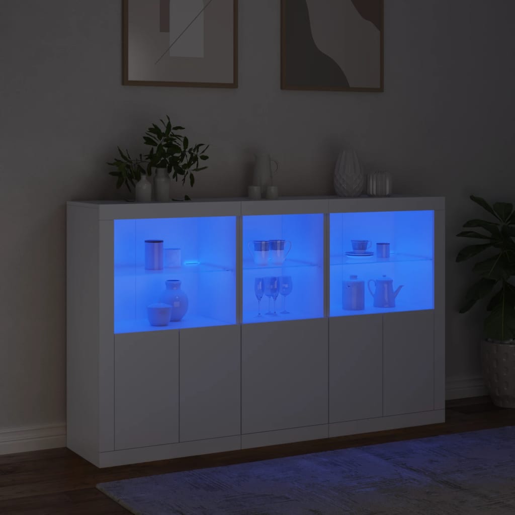 vidaXL Szafka z oświetleniem LED, biała, 162x37x100 cm