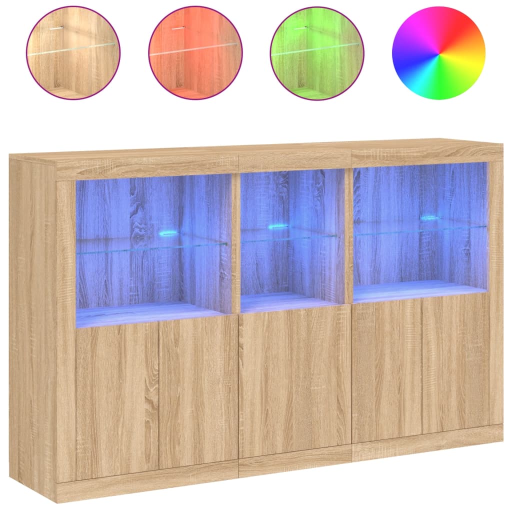 vidaXL Szafka z oświetleniem LED, dąb sonoma, 162x37x100 cm
