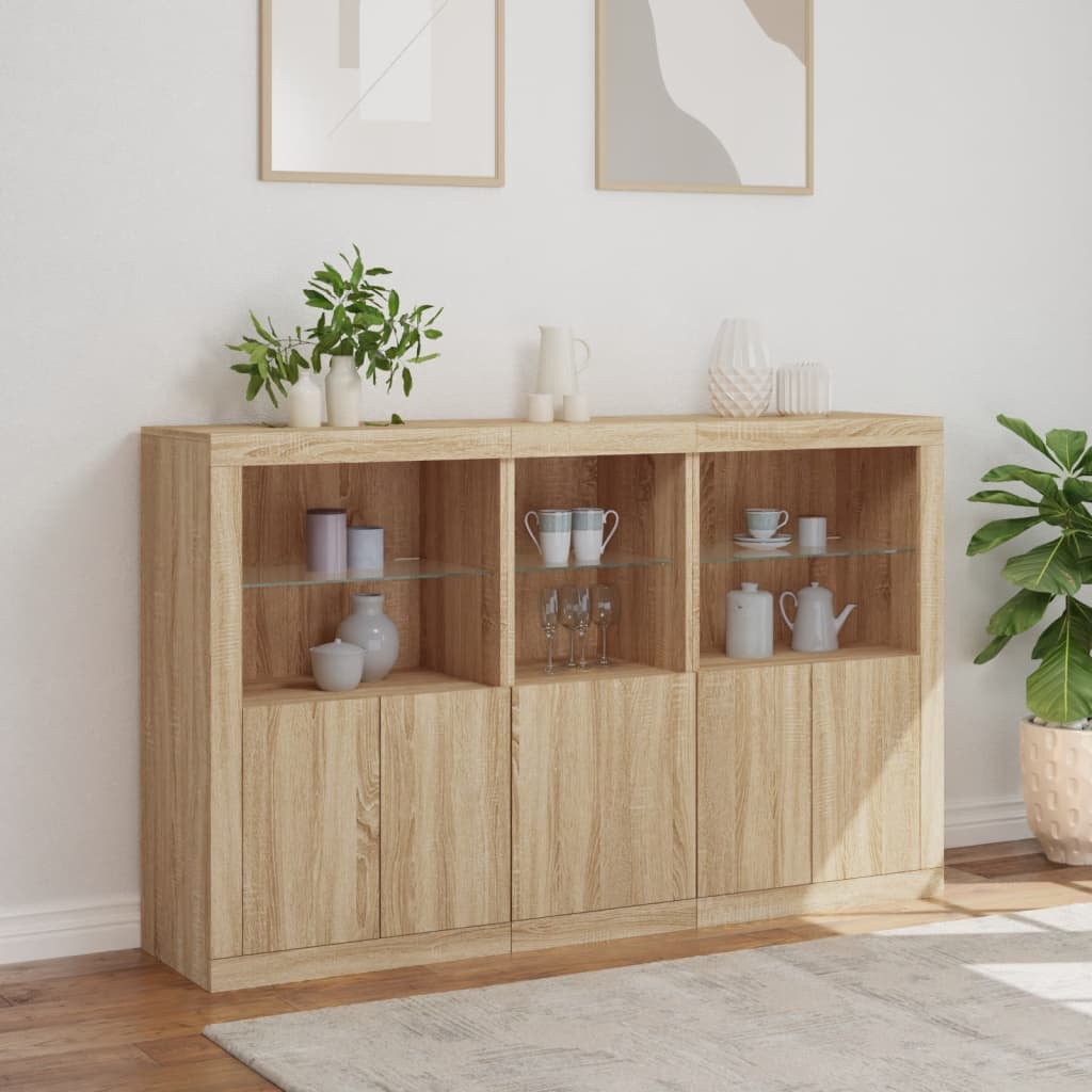 vidaXL Szafka z oświetleniem LED, dąb sonoma, 162x37x100 cm