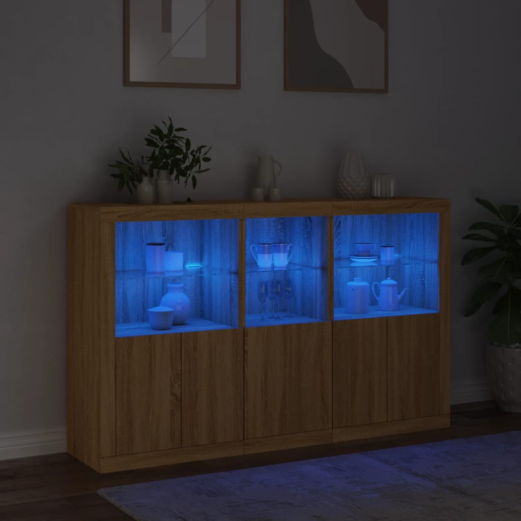 vidaXL Szafka z oświetleniem LED, dąb sonoma, 162x37x100 cm
