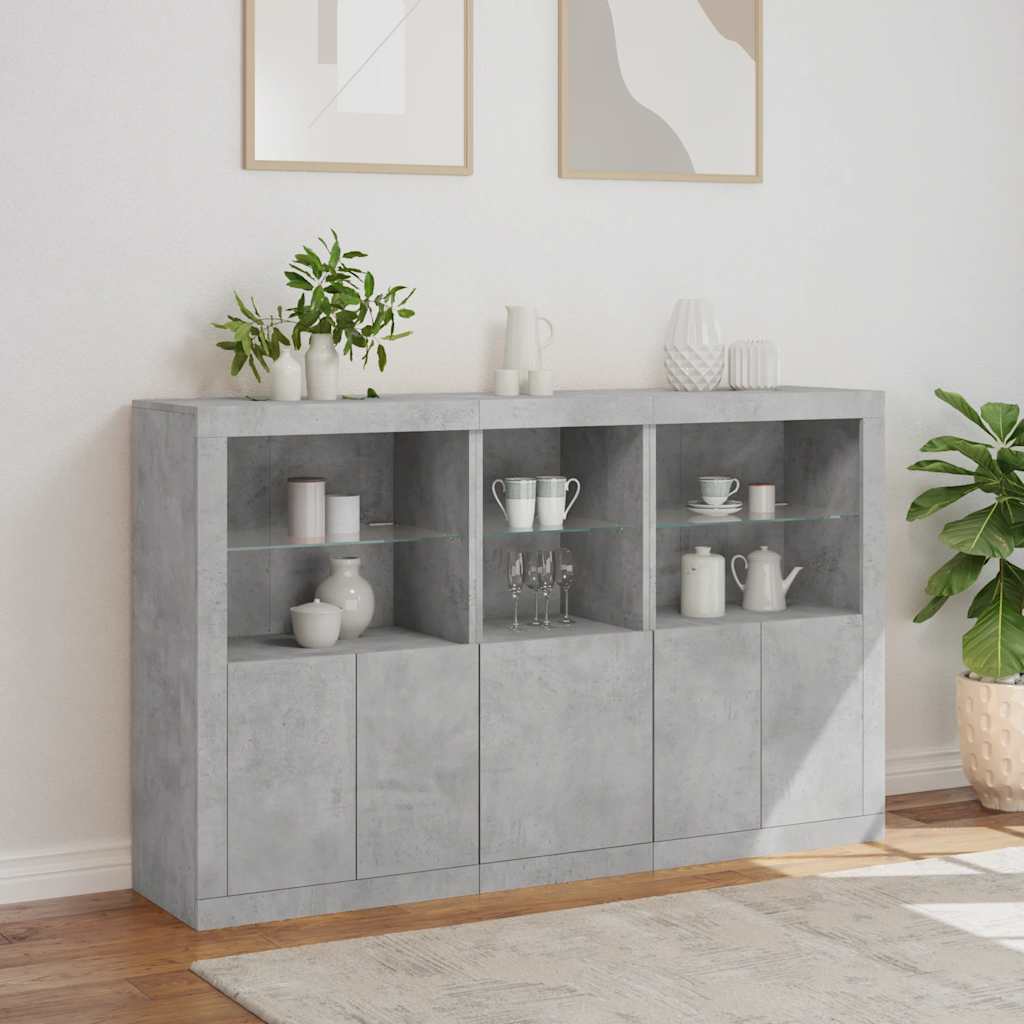 vidaXL Szafka z oświetleniem LED, szarość betonu, 162x37x100 cm
