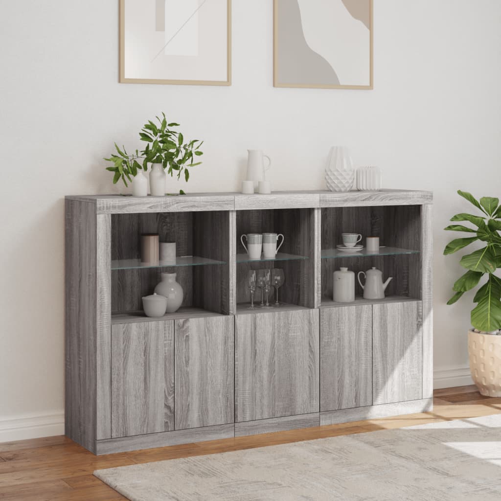 vidaXL Szafka z oświetleniem LED, szary dąb sonoma, 162x37x100 cm