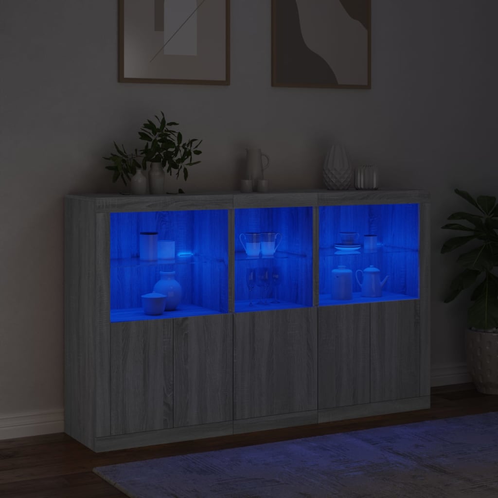 vidaXL Szafka z oświetleniem LED, szary dąb sonoma, 162x37x100 cm