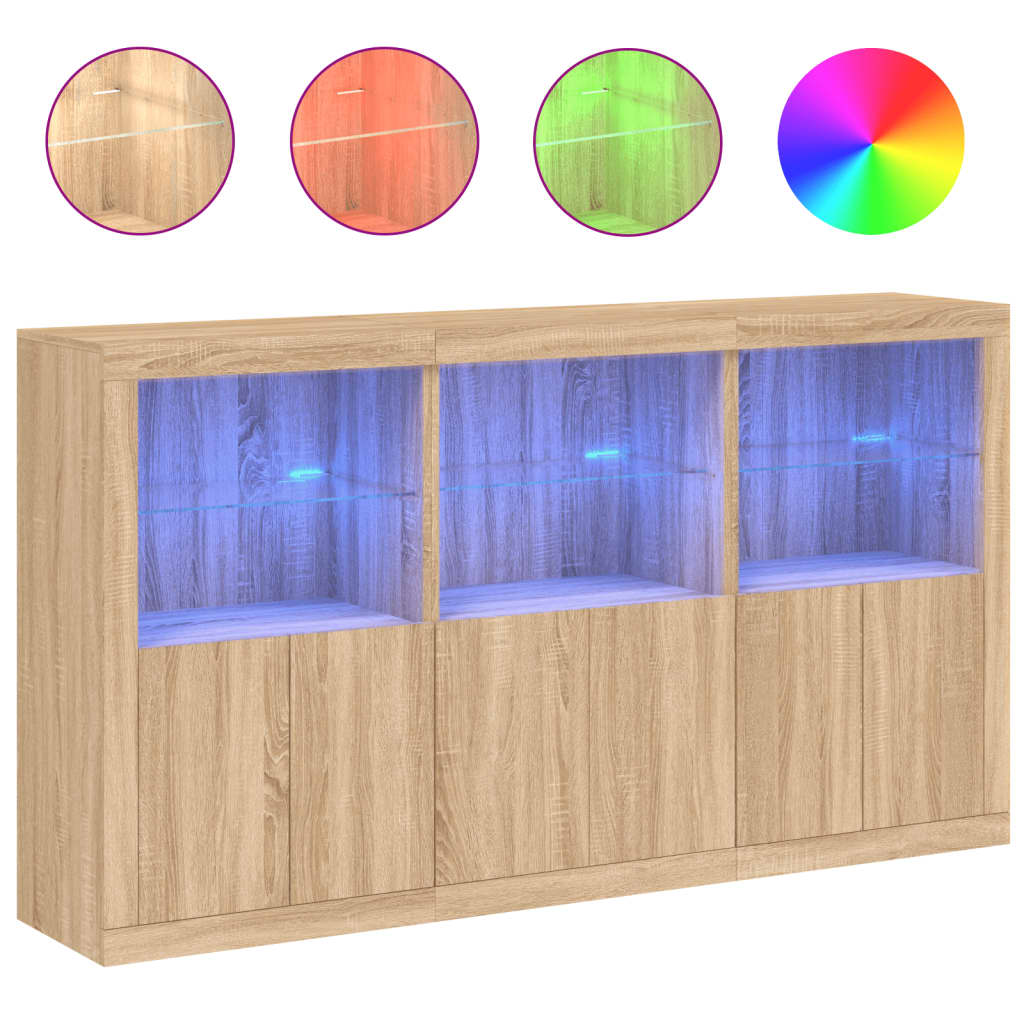 vidaXL Szafka z oświetleniem LED, dąb sonoma, 181,5x37x100 cm