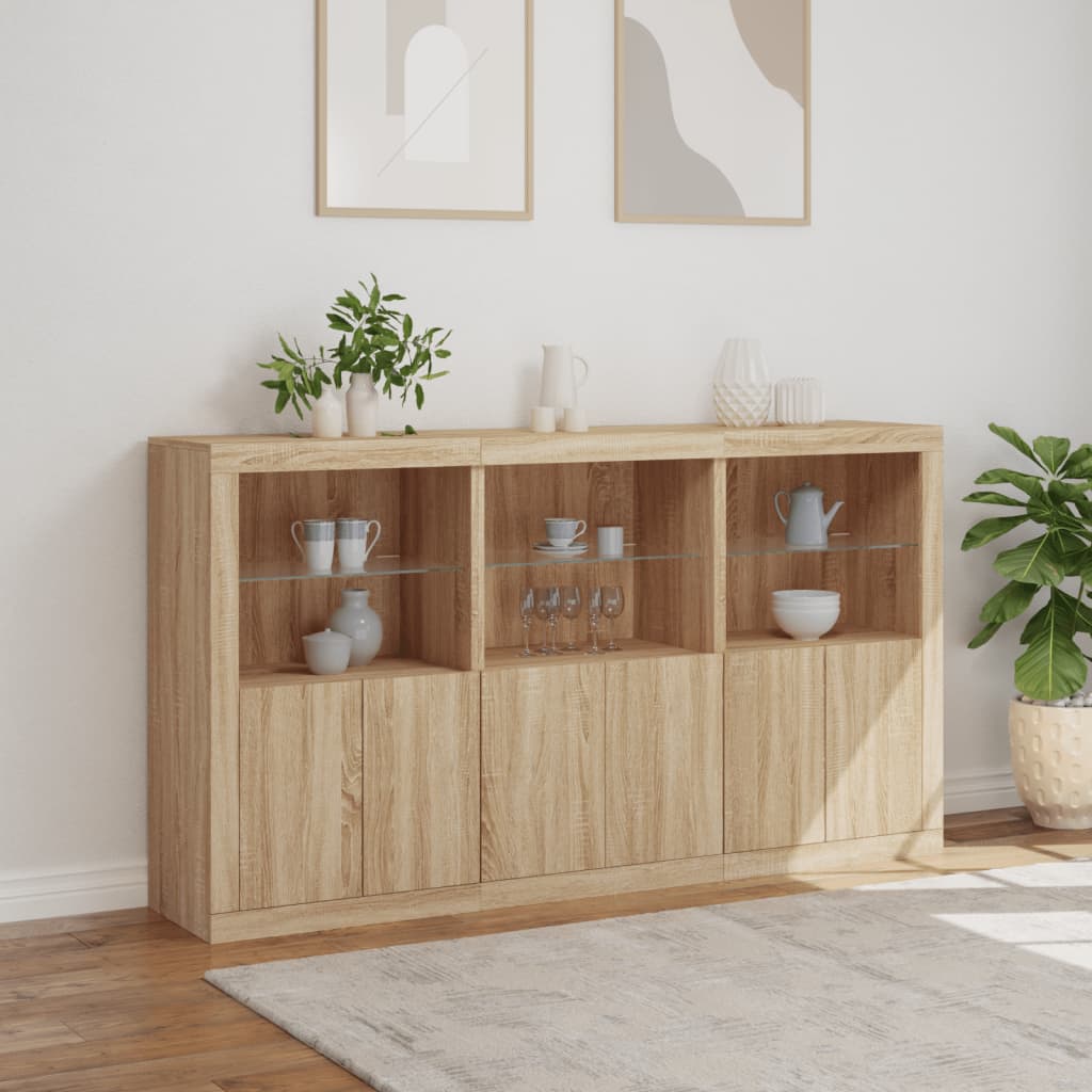 vidaXL Szafka z oświetleniem LED, dąb sonoma, 181,5x37x100 cm