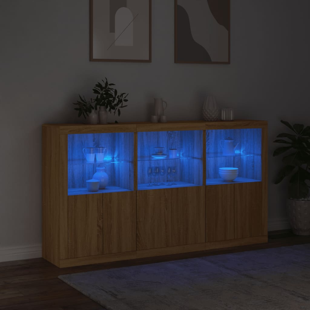 vidaXL Szafka z oświetleniem LED, dąb sonoma, 181,5x37x100 cm