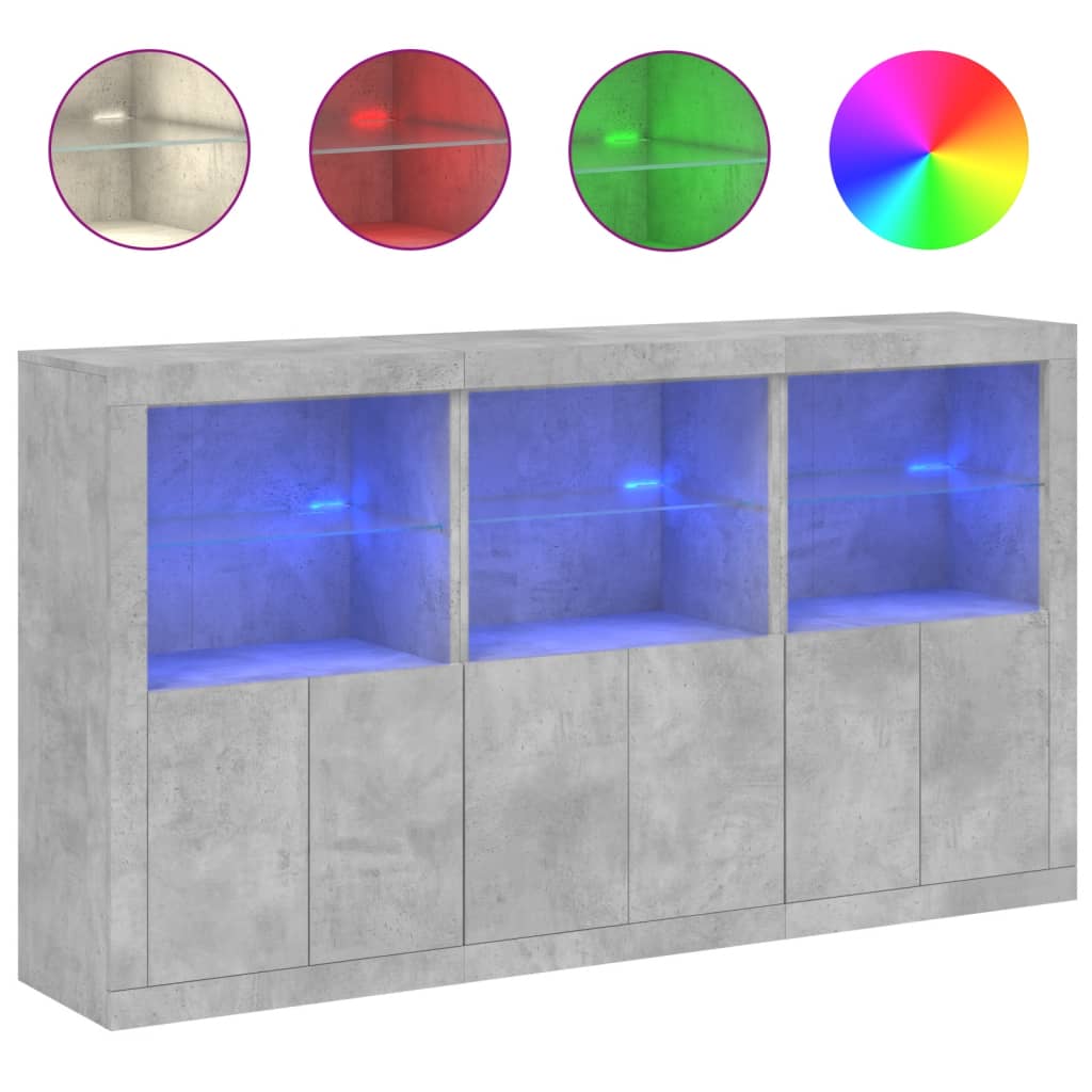 vidaXL Szafka z oświetleniem LED, szarość betonu, 181,5x37x100 cm