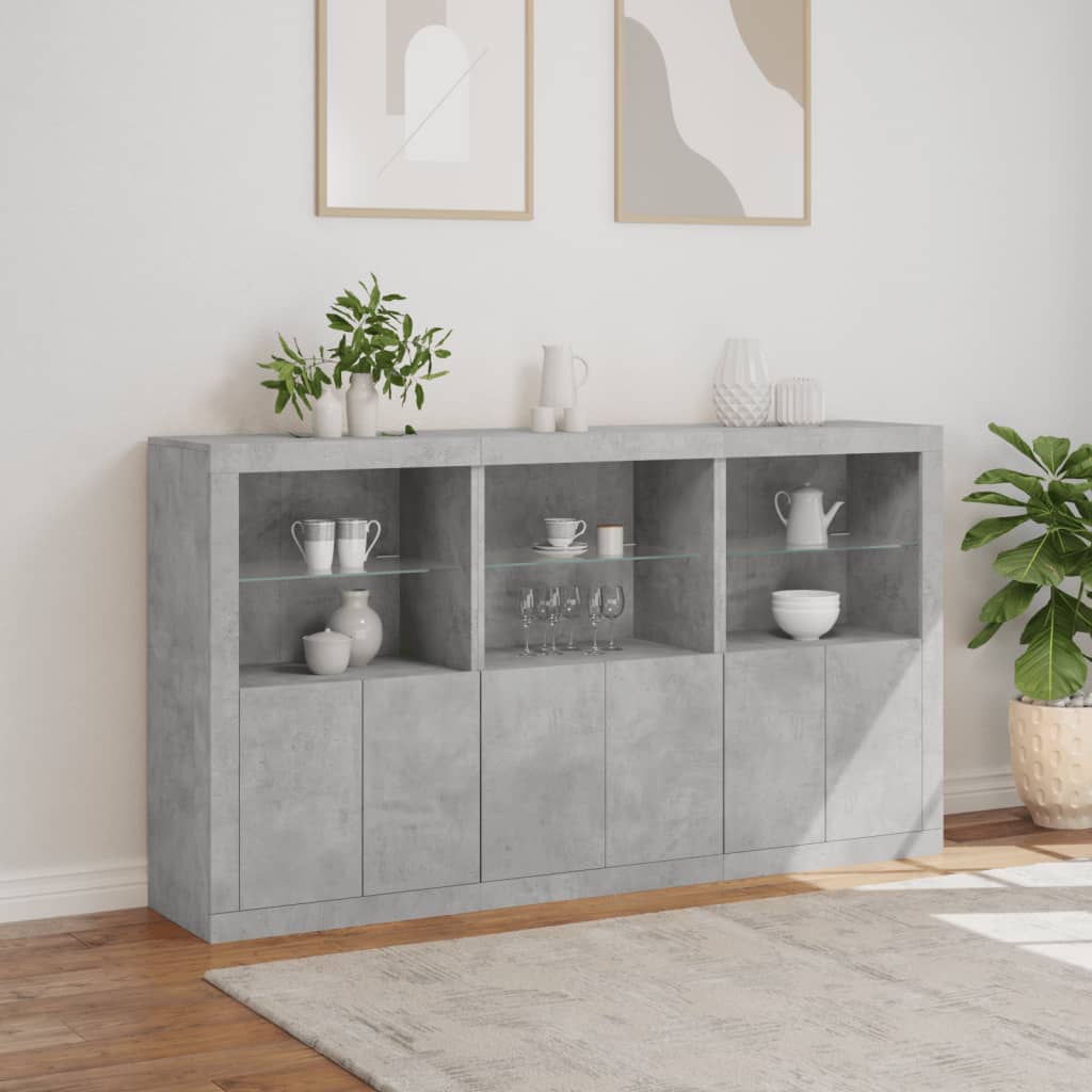 vidaXL Szafka z oświetleniem LED, szarość betonu, 181,5x37x100 cm