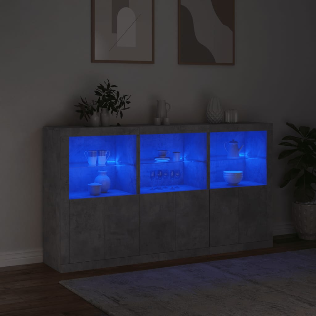 vidaXL Szafka z oświetleniem LED, szarość betonu, 181,5x37x100 cm