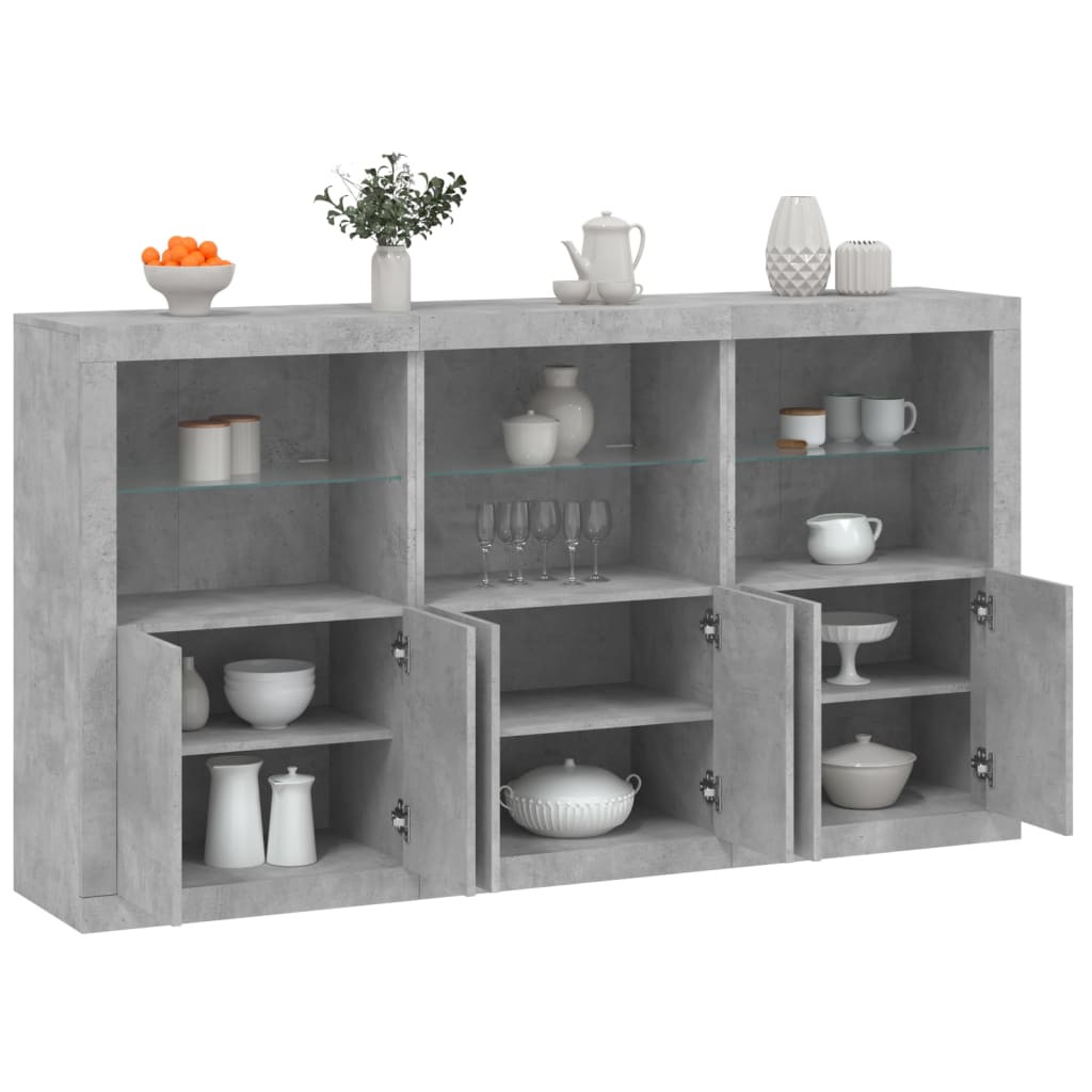 vidaXL Szafka z oświetleniem LED, szarość betonu, 181,5x37x100 cm