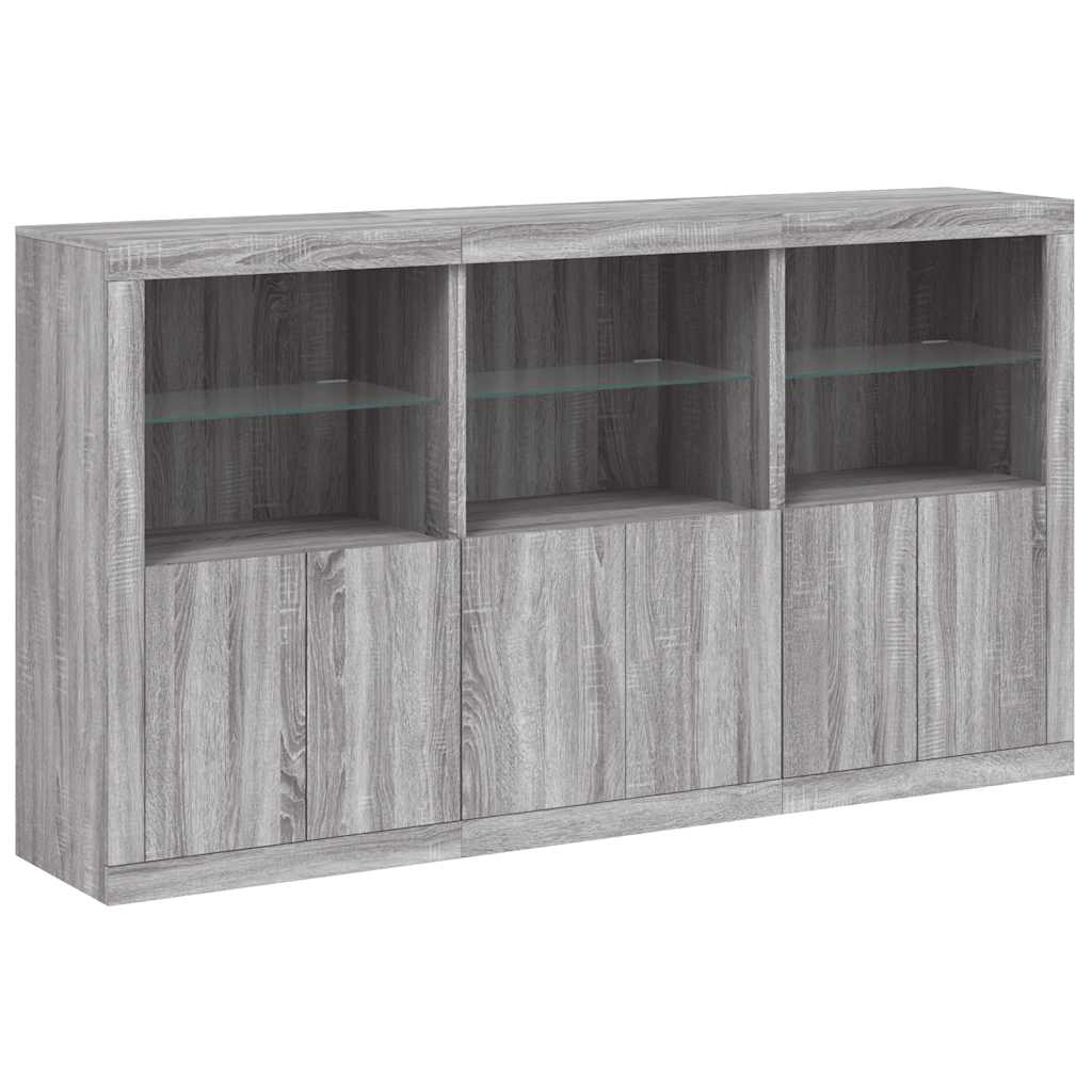 vidaXL Szafka z oświetleniem LED, szary dąb sonoma, 181,5x37x100 cm