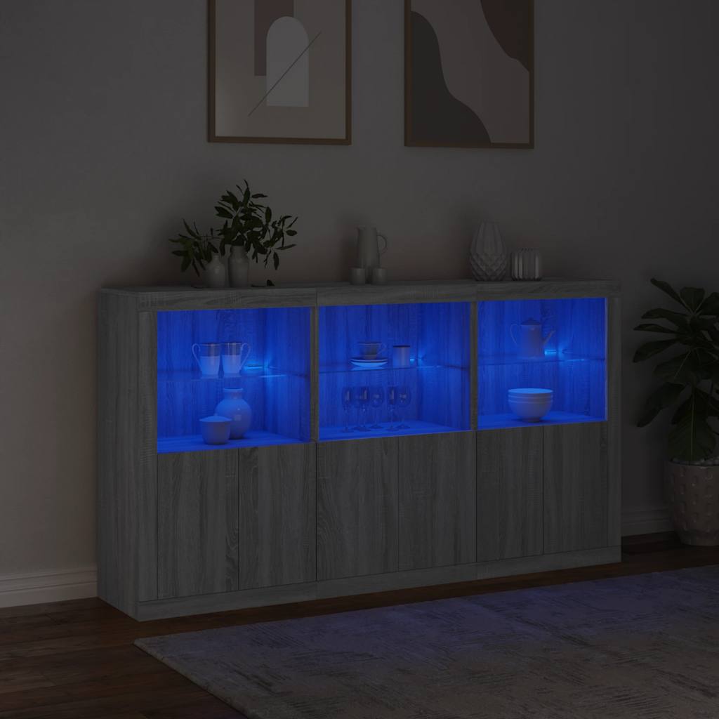 vidaXL Szafka z oświetleniem LED, szary dąb sonoma, 181,5x37x100 cm