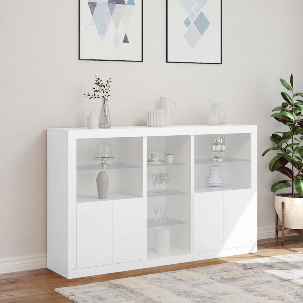 vidaXL Szafka z oświetleniem LED, biała, 162x37x100 cm