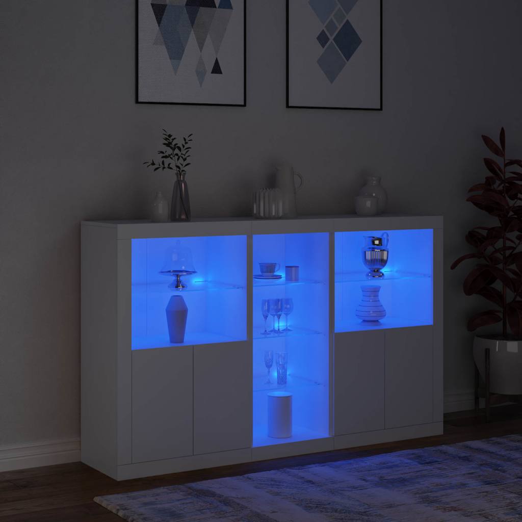 vidaXL Szafka z oświetleniem LED, biała, 162x37x100 cm
