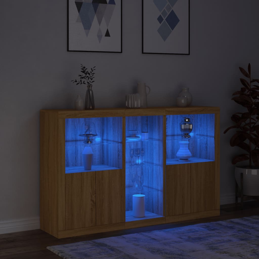 vidaXL Szafka z oświetleniem LED, dąb sonoma, 162x37x100 cm