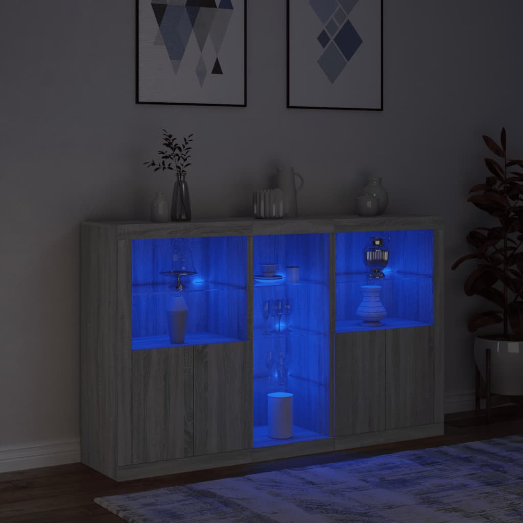 vidaXL Szafka z oświetleniem LED, szary dąb sonoma, 162x37x100 cm
