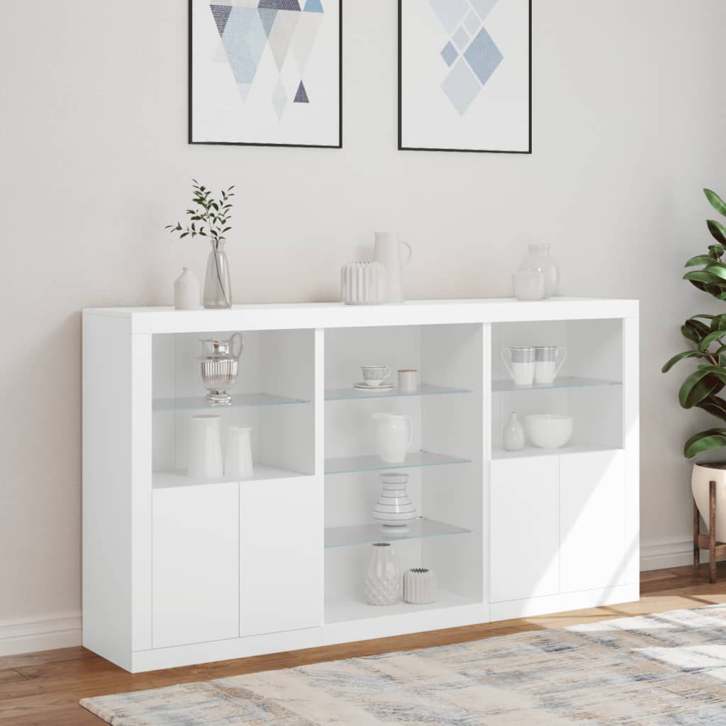 vidaXL Szafka z oświetleniem LED, biała, 181,5x37x100 cm