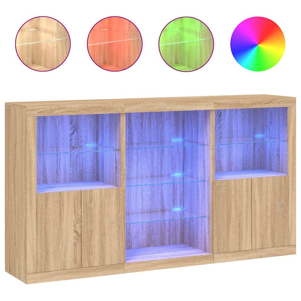 vidaXL Szafka z oświetleniem LED, dąb sonoma, 181,5x37x100 cm