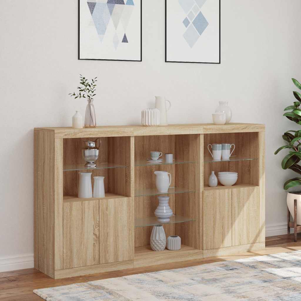 vidaXL Szafka z oświetleniem LED, dąb sonoma, 181,5x37x100 cm