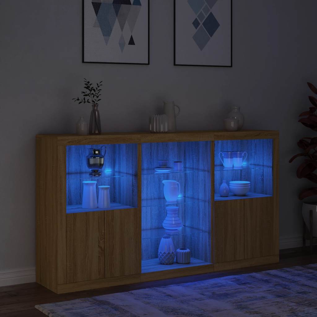 vidaXL Szafka z oświetleniem LED, dąb sonoma, 181,5x37x100 cm