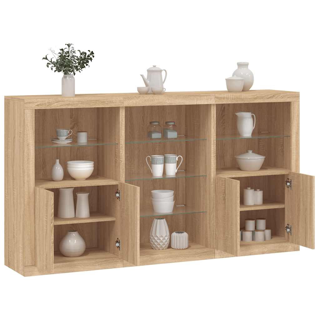 vidaXL Szafka z oświetleniem LED, dąb sonoma, 181,5x37x100 cm