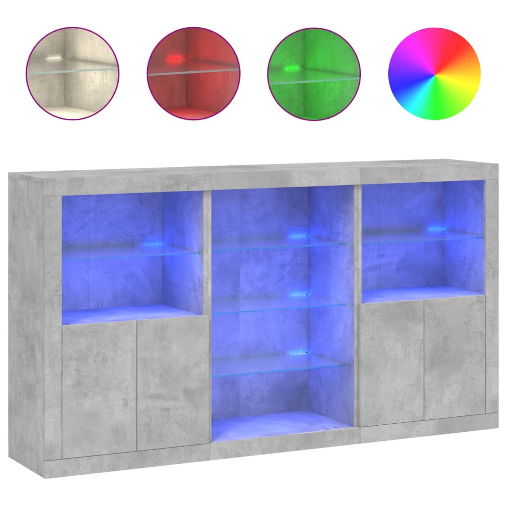 vidaXL Szafka z oświetleniem LED, szarość betonu, 181,5x37x100 cm