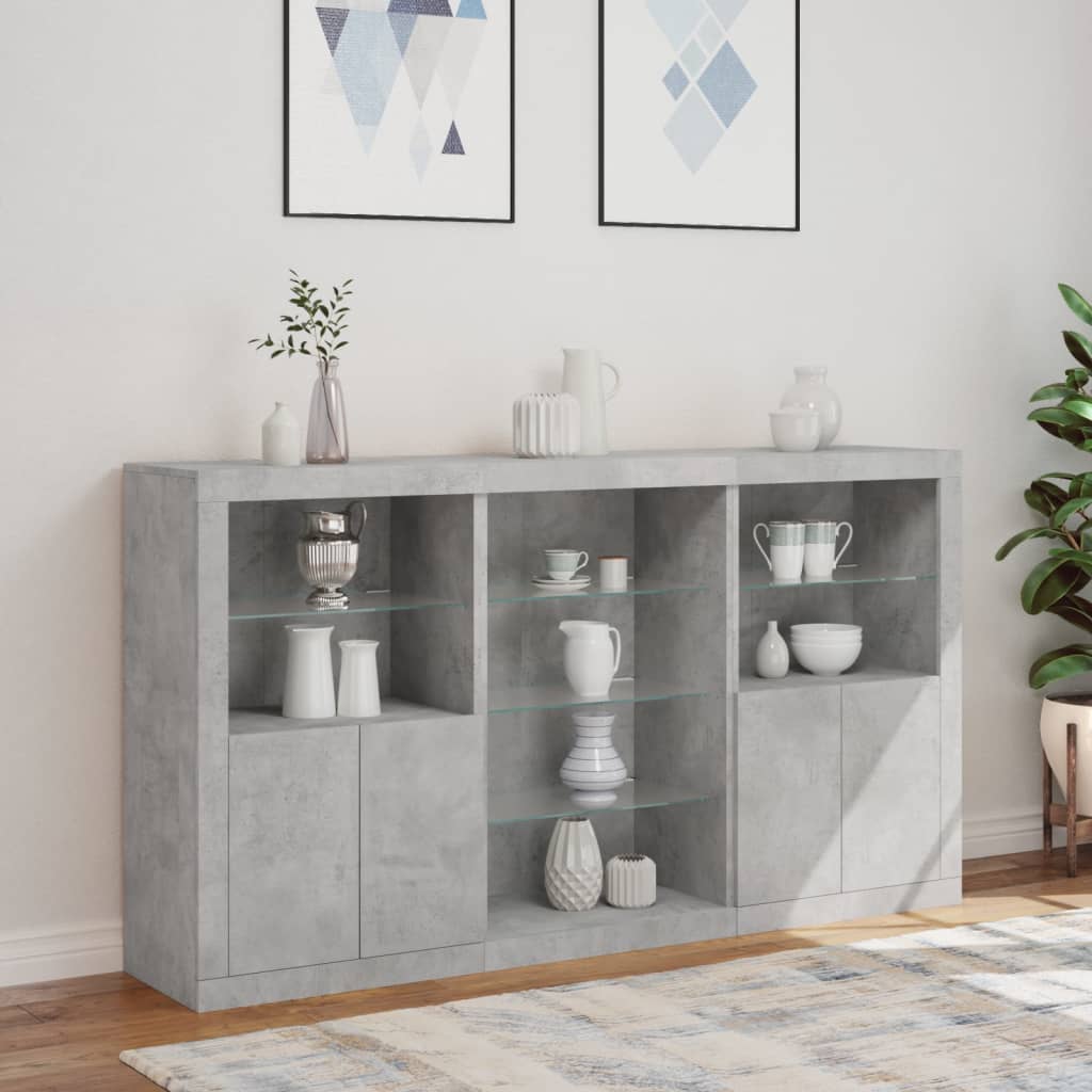 vidaXL Szafka z oświetleniem LED, szarość betonu, 181,5x37x100 cm
