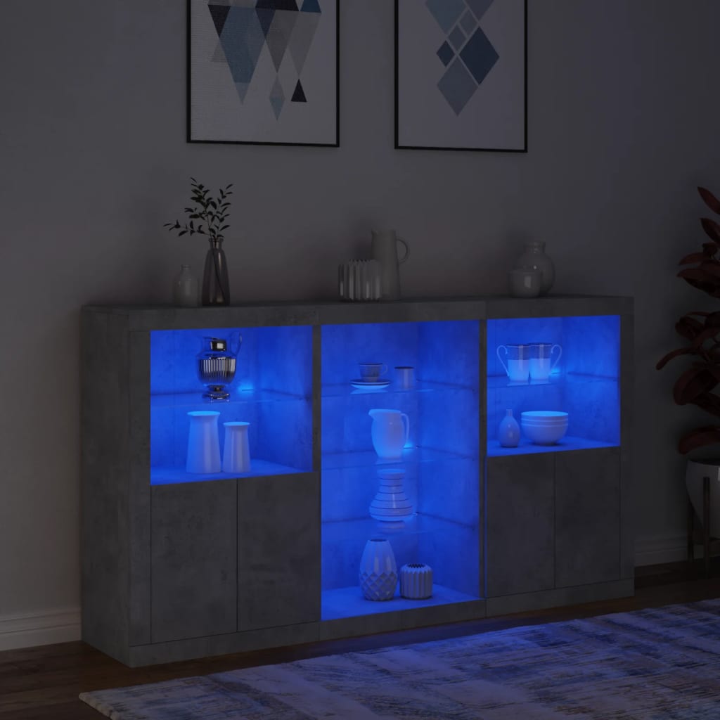 vidaXL Szafka z oświetleniem LED, szarość betonu, 181,5x37x100 cm
