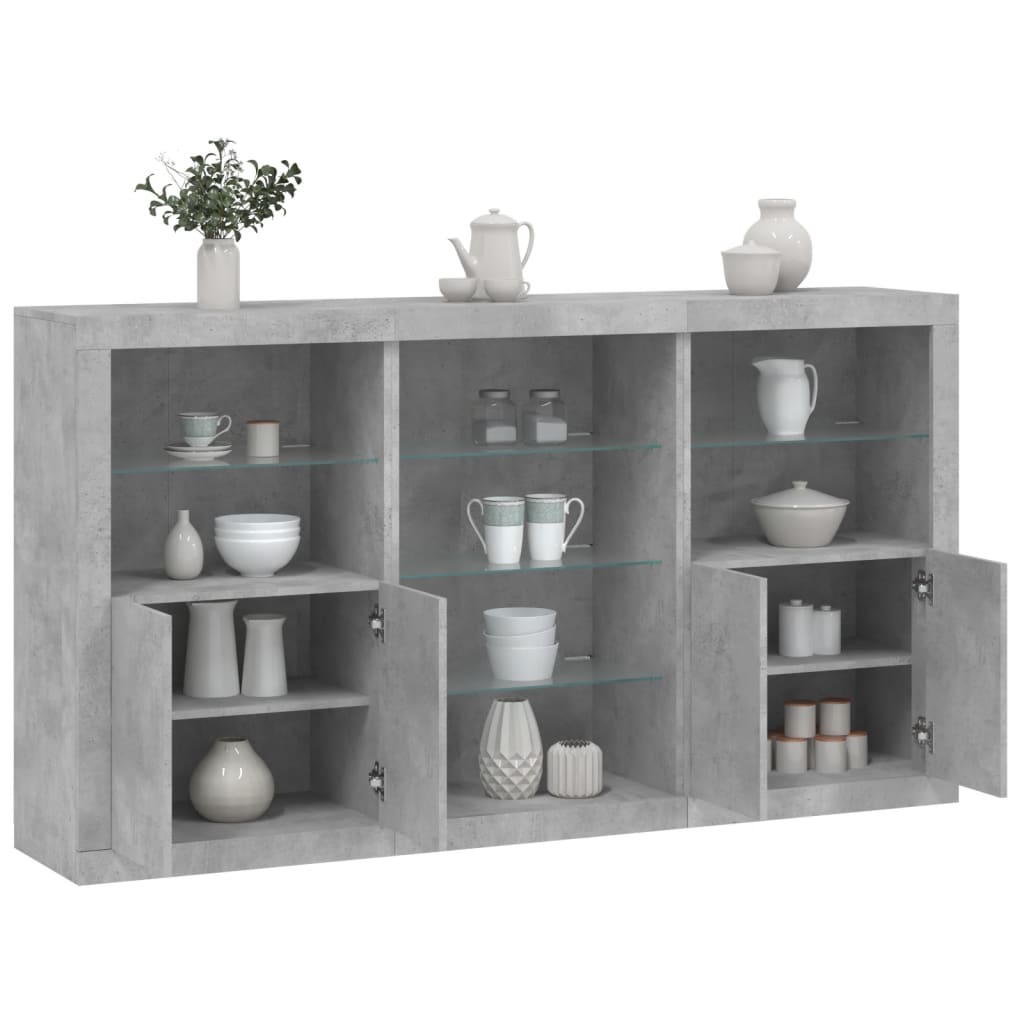 vidaXL Szafka z oświetleniem LED, szarość betonu, 181,5x37x100 cm