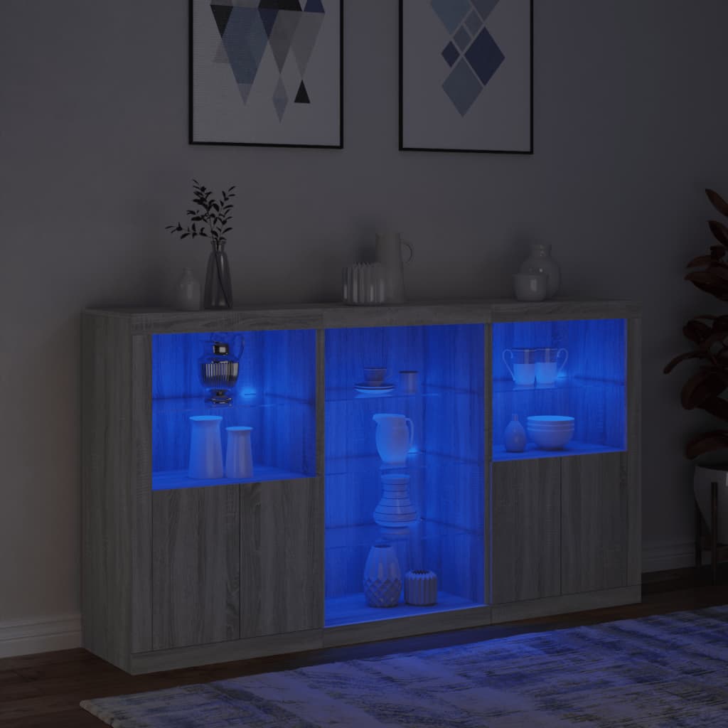 vidaXL Szafka z oświetleniem LED, szary dąb sonoma, 181,5x37x100 cm