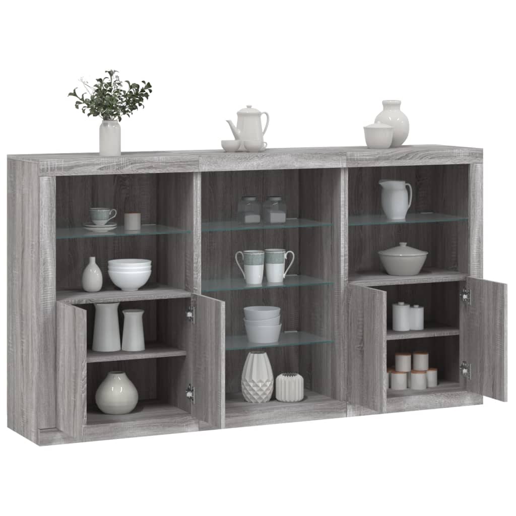 vidaXL Szafka z oświetleniem LED, szary dąb sonoma, 181,5x37x100 cm