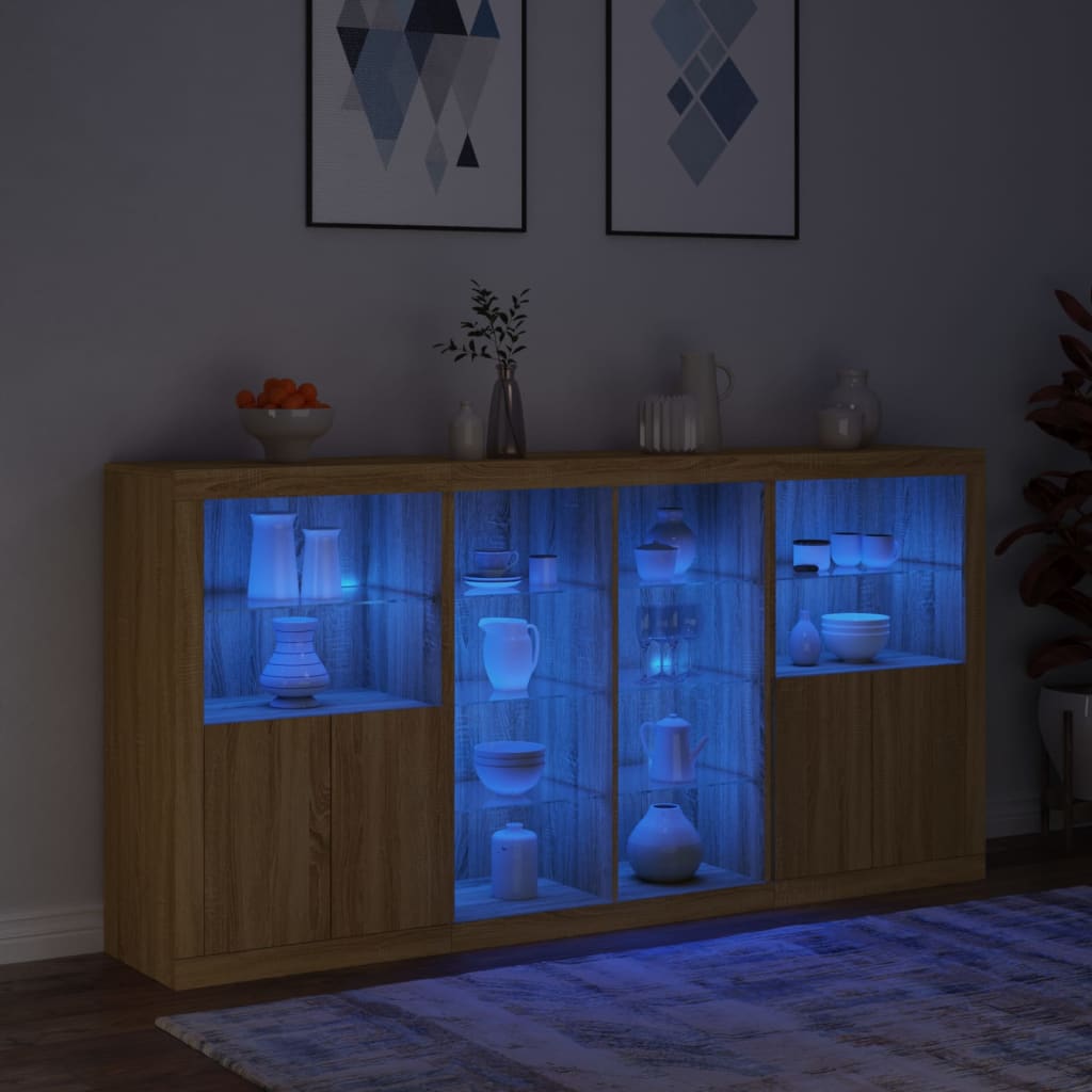 vidaXL Szafka z oświetleniem LED, dąb sonoma, 202x37x100 cm