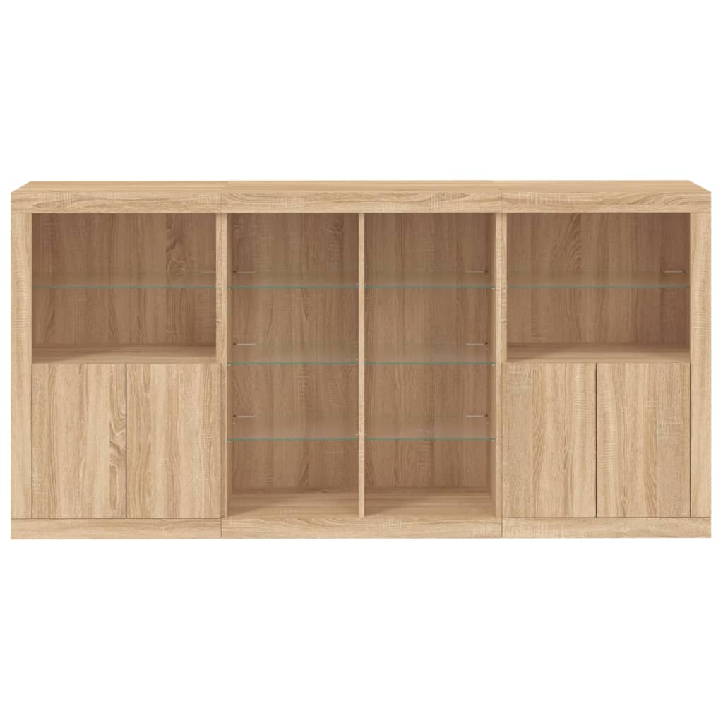 vidaXL Szafka z oświetleniem LED, dąb sonoma, 202x37x100 cm