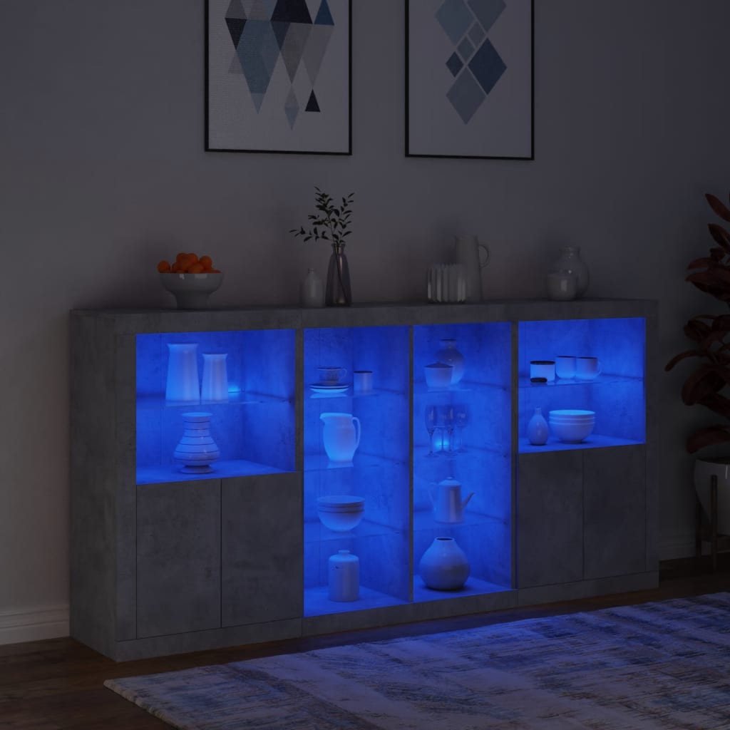 vidaXL Szafka z oświetleniem LED, szarość betonu, 202x37x100 cm