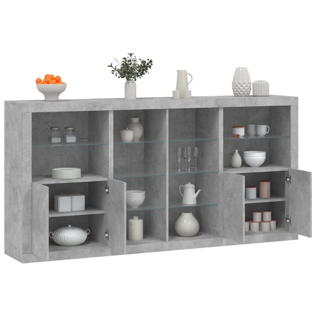 vidaXL Szafka z oświetleniem LED, szarość betonu, 202x37x100 cm