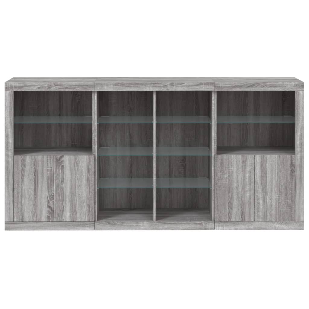 vidaXL Szafka z oświetleniem LED, szary dąb sonoma, 202x37x100 cm