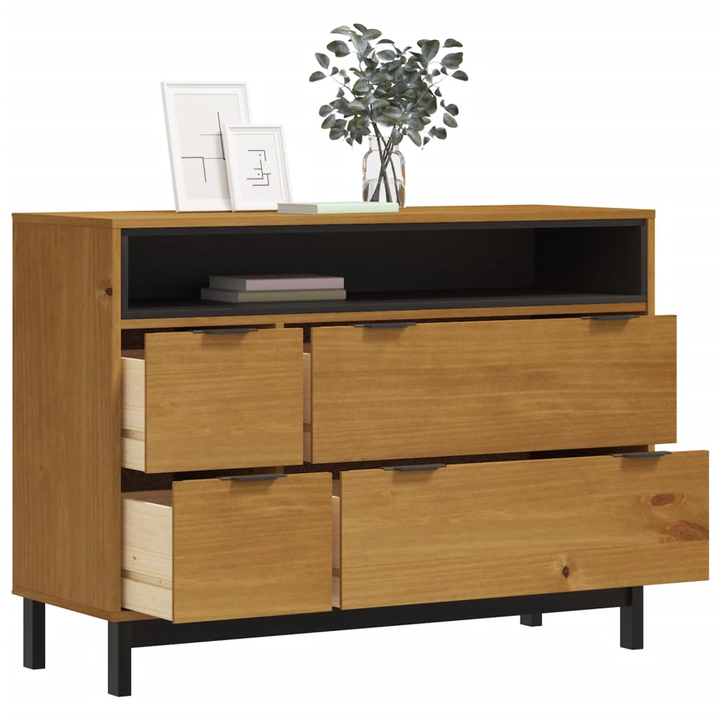vidaXL Komoda FLAM, 110x40x80 cm, lite drewno sosnowe