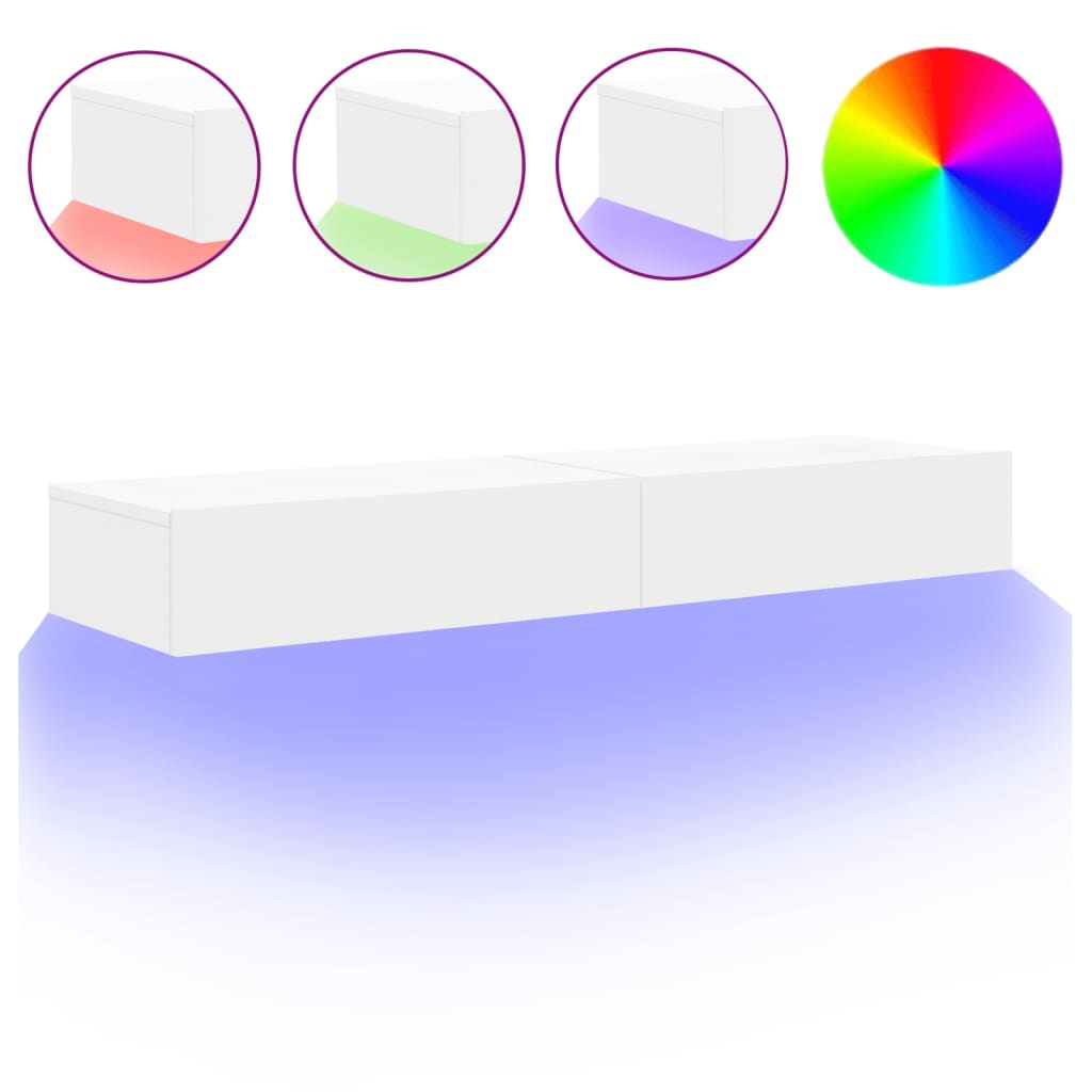 vidaXL Szafki telewizyjne z LED, 2 szt., białe, 60x35x15,5 cm