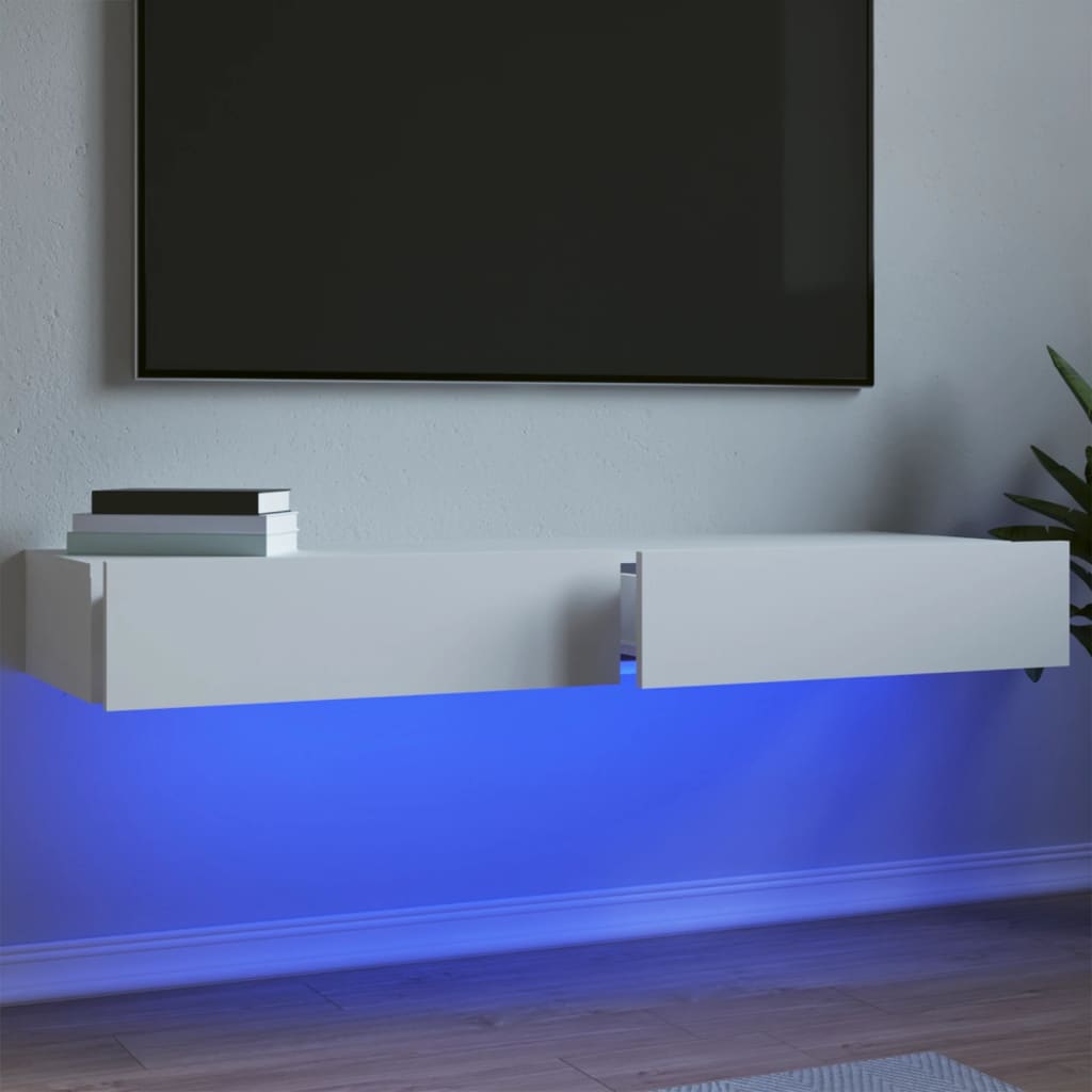 vidaXL Szafki telewizyjne z LED, 2 szt., białe, 60x35x15,5 cm