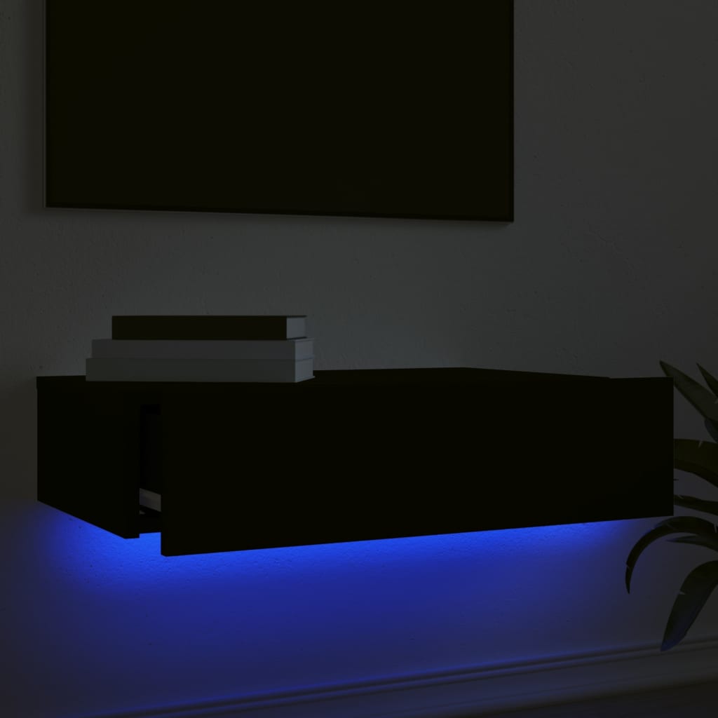 vidaXL Szafka telewizyjna z LED, czarna, 60x35x15,5 cm