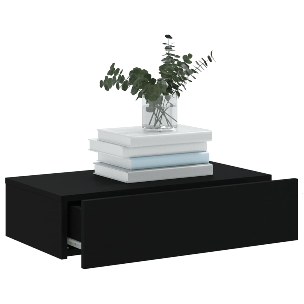 vidaXL Szafka telewizyjna z LED, czarna, 60x35x15,5 cm