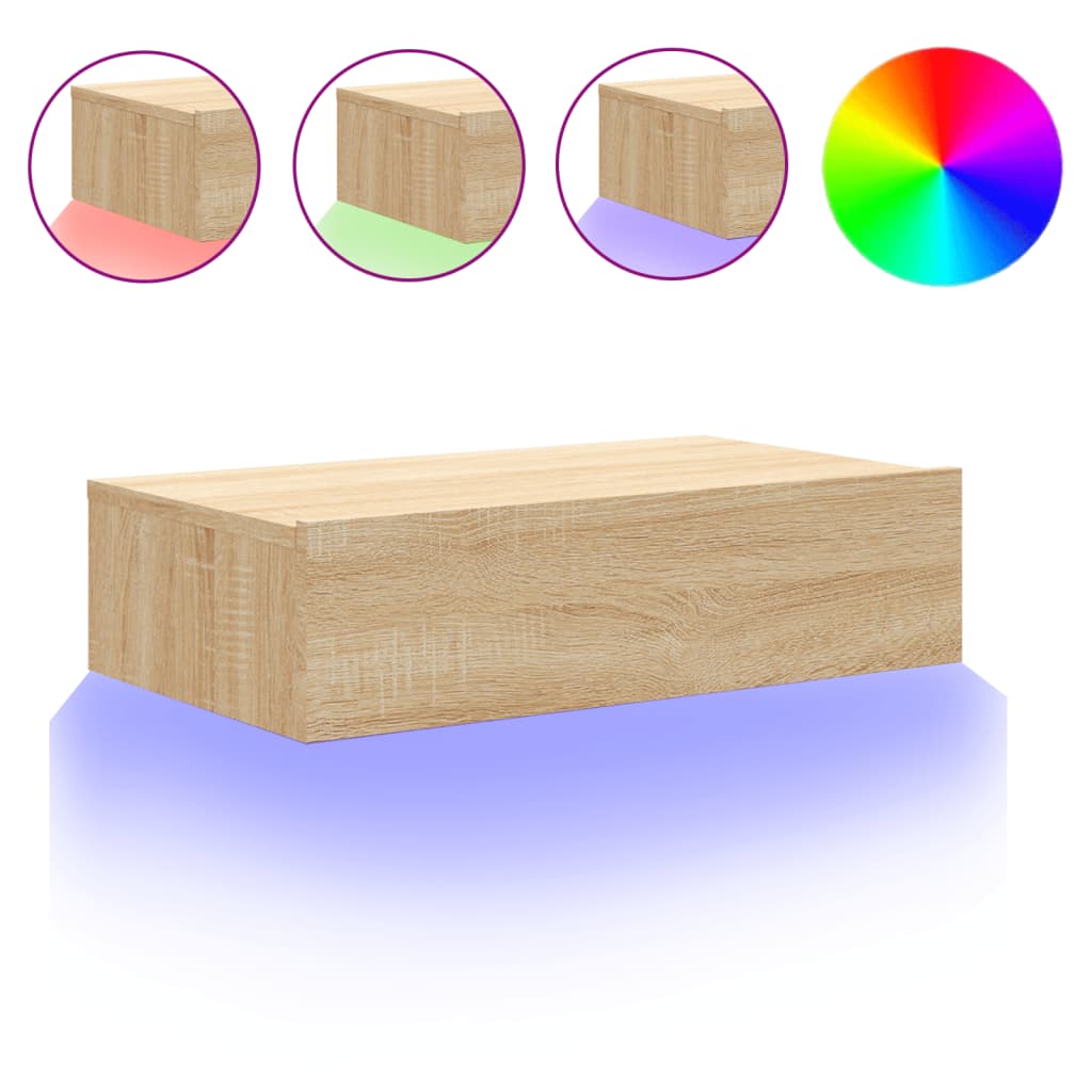 vidaXL Szafka telewizyjna z LED, dąb sonoma, 60x35x15,5 cm