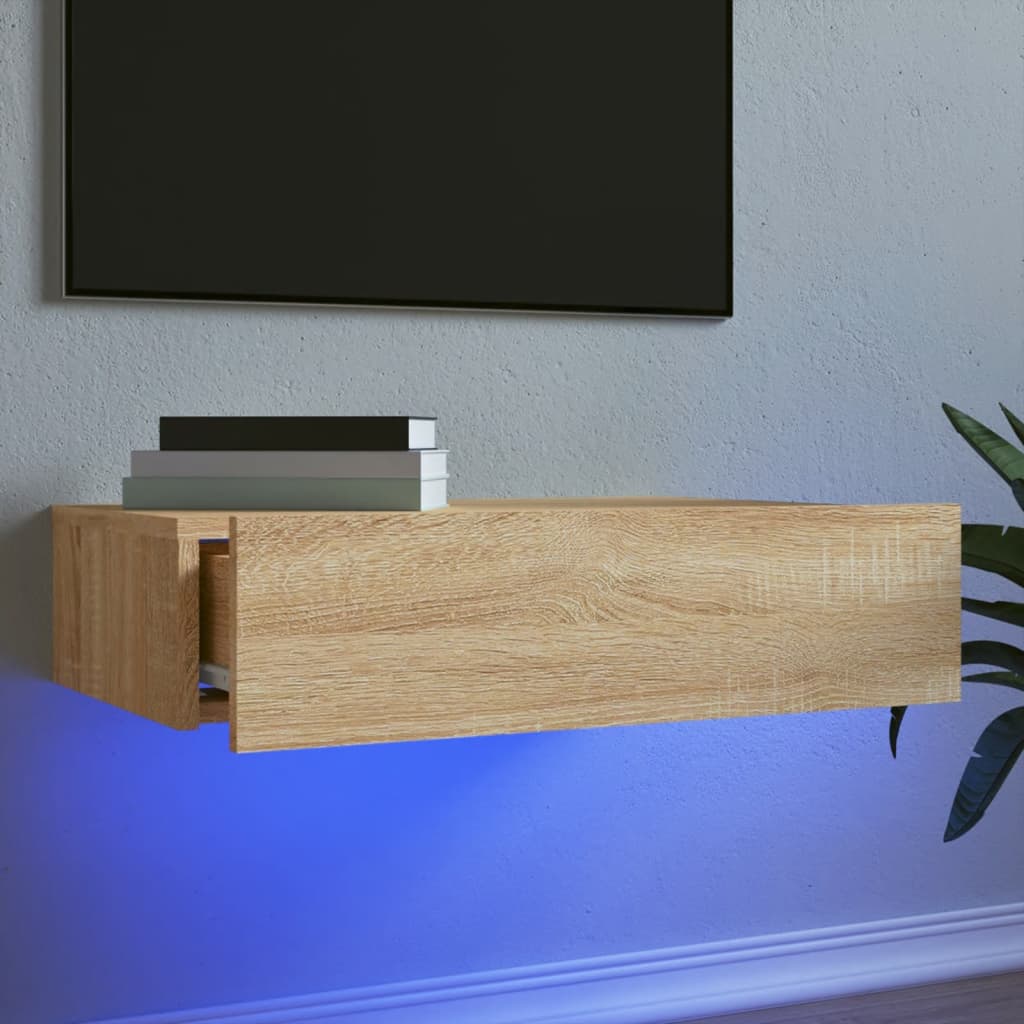 vidaXL Szafka telewizyjna z LED, dąb sonoma, 60x35x15,5 cm
