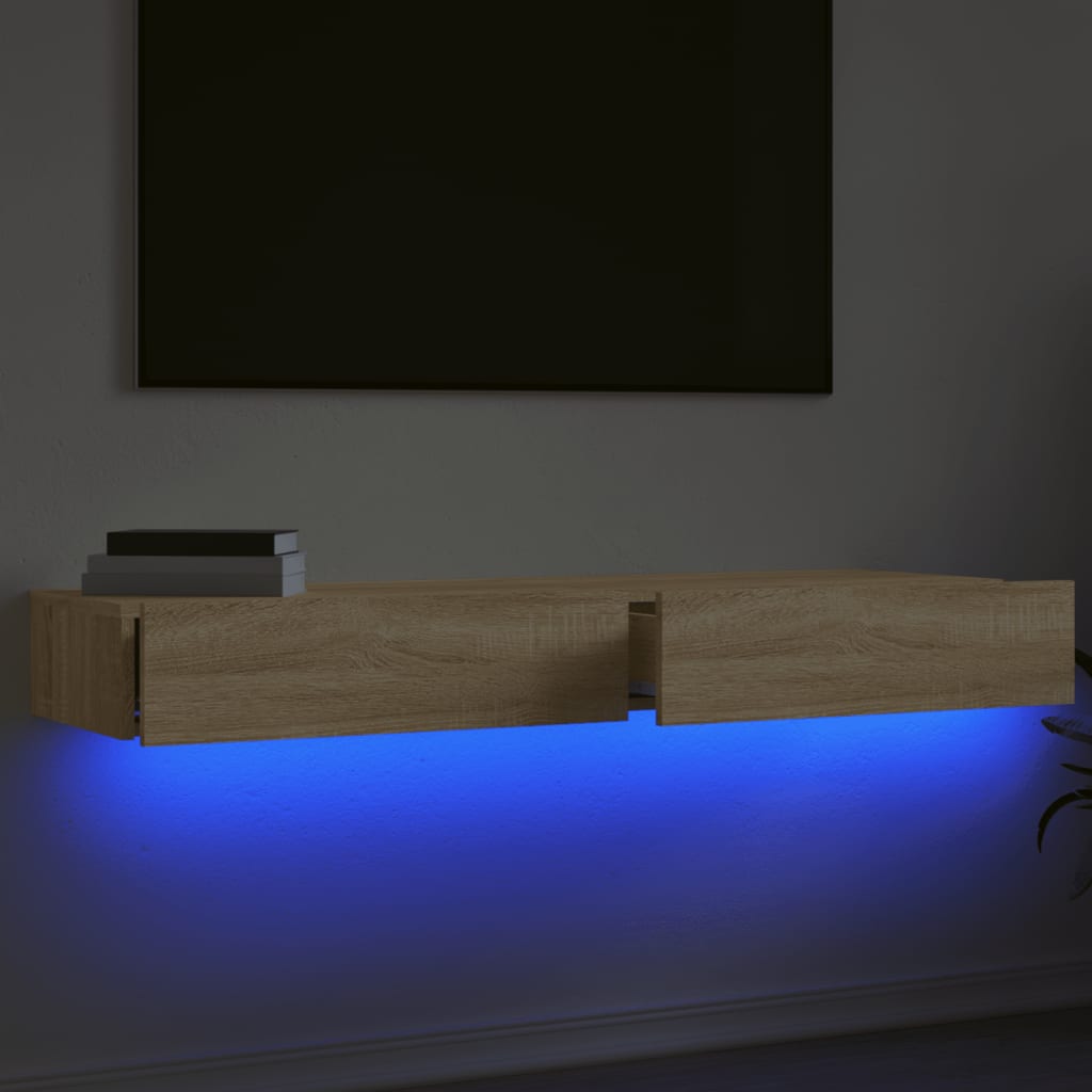vidaXL Szafki telewizyjne z LED, 2 szt., dąb sonoma, 60x35x15,5 cm